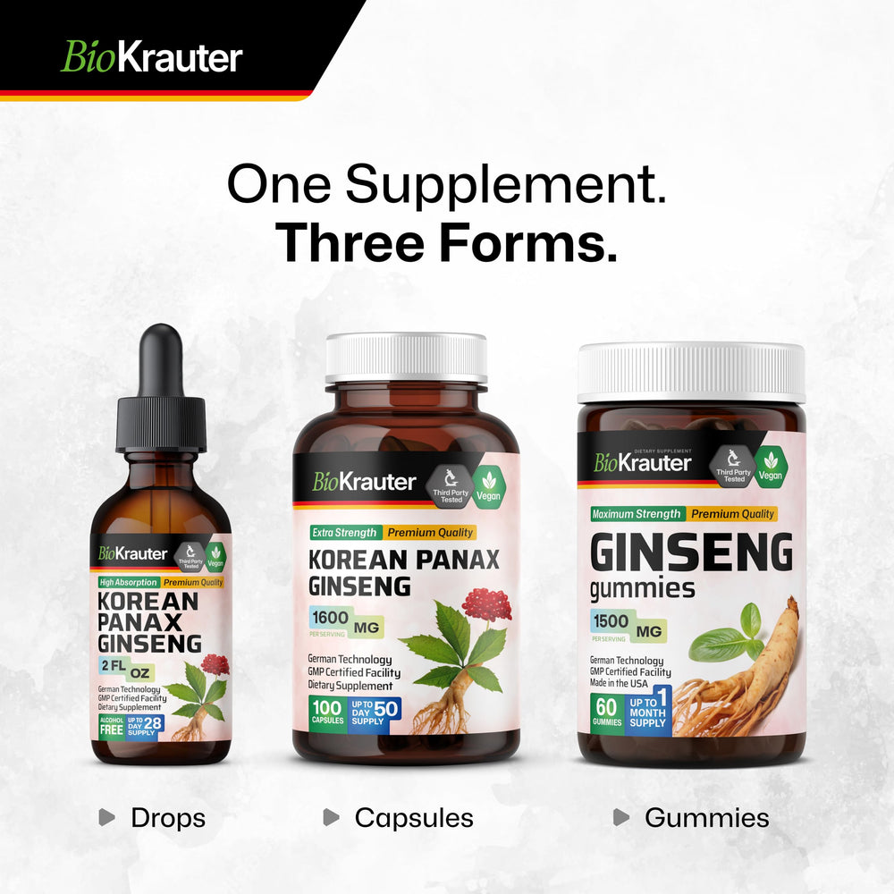 BIO KRAUTER Ginseng vegan formulation appeals to plant-based routines.