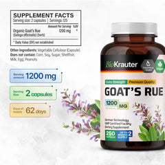 BIO KRAUTER goats rue capsules closeup—vegetarian capsules with natural herb extract.