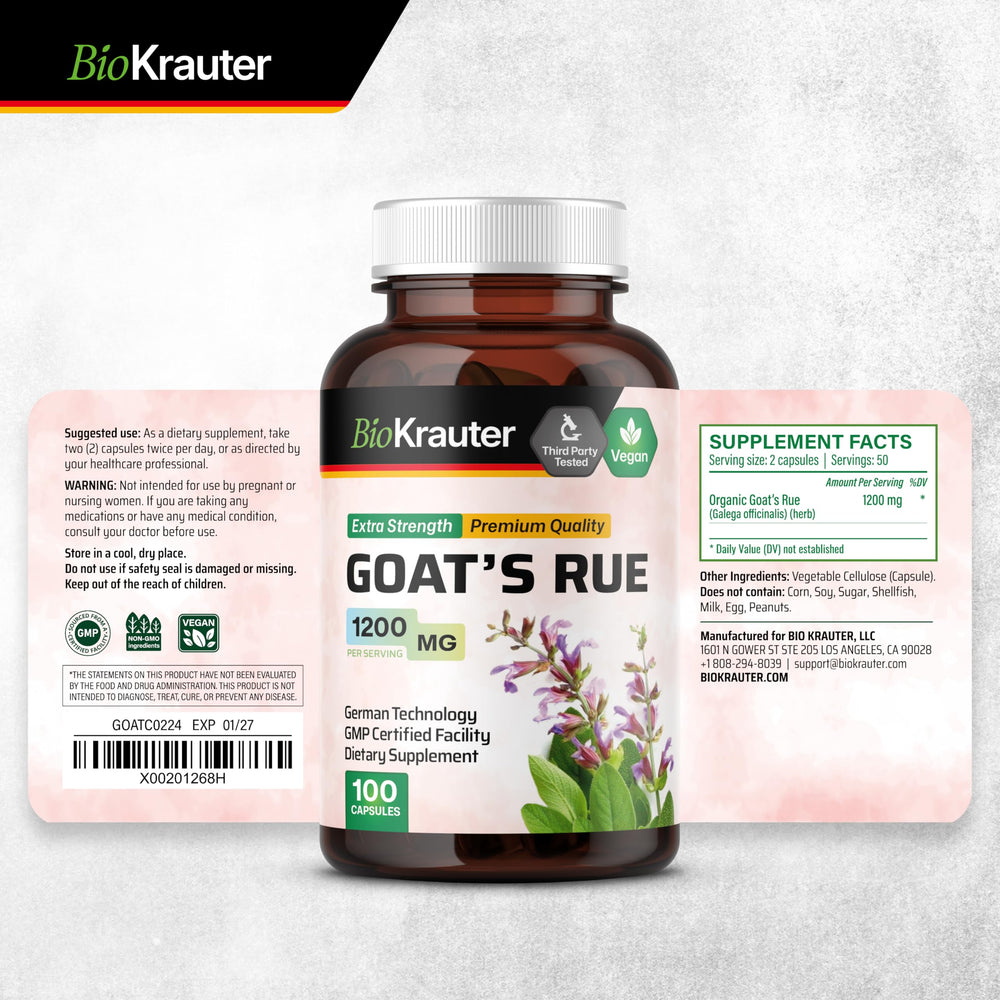 BIO KRAUTER Goats Rue Capsules German manufacturing heritage.