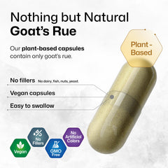 BIO KRAUTER Goats Rue Capsules in hand for daily lactation support.