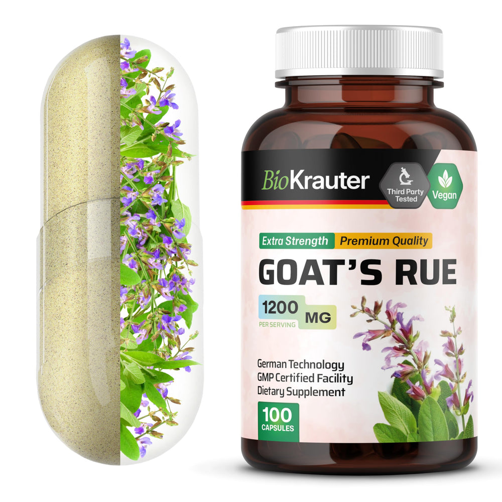 BIO KRAUTER Goats Rue Capsules packshot emphasizing natural lactation support.