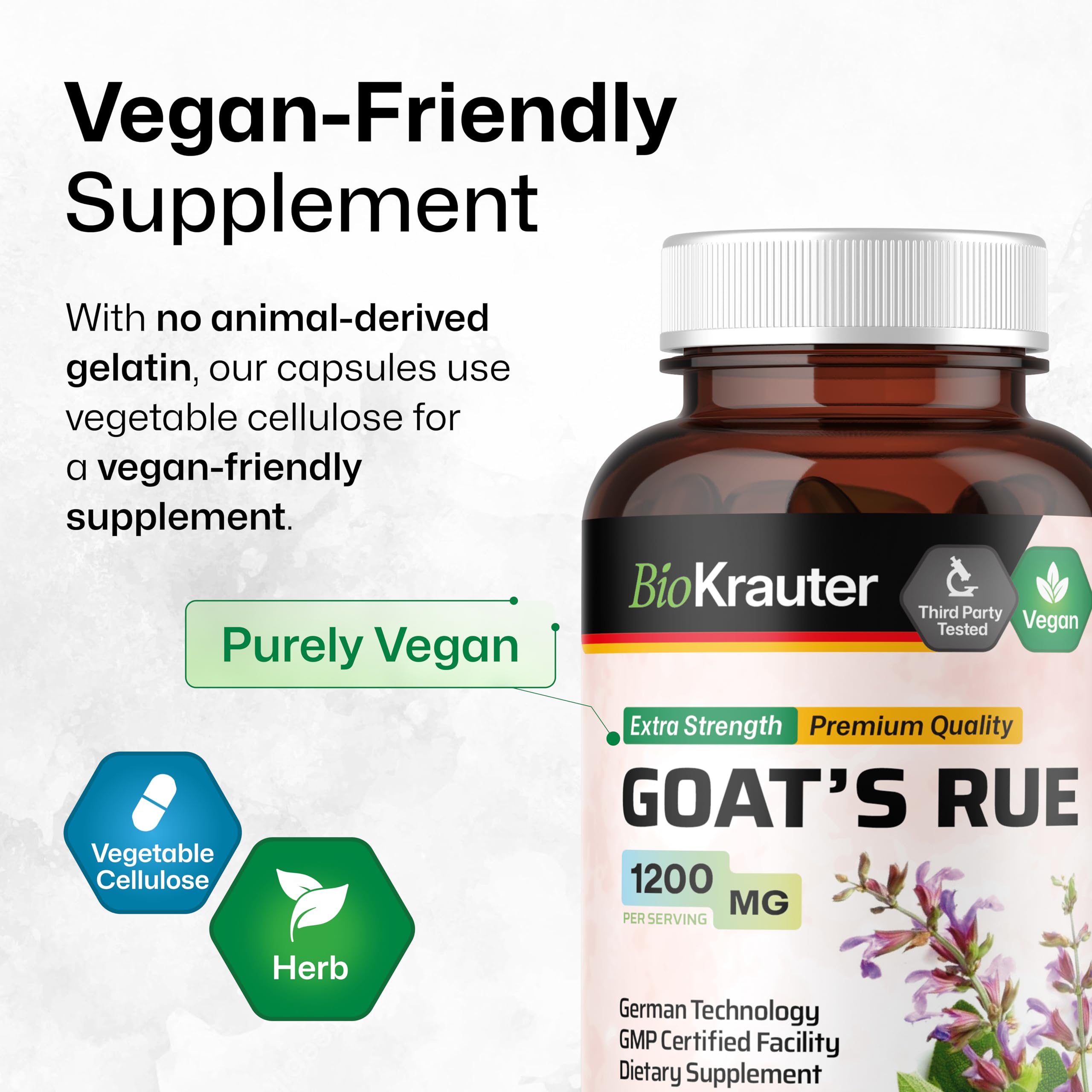 BIO KRAUTER Goats Rue Capsules vegan capsules with plant-based ingredients.