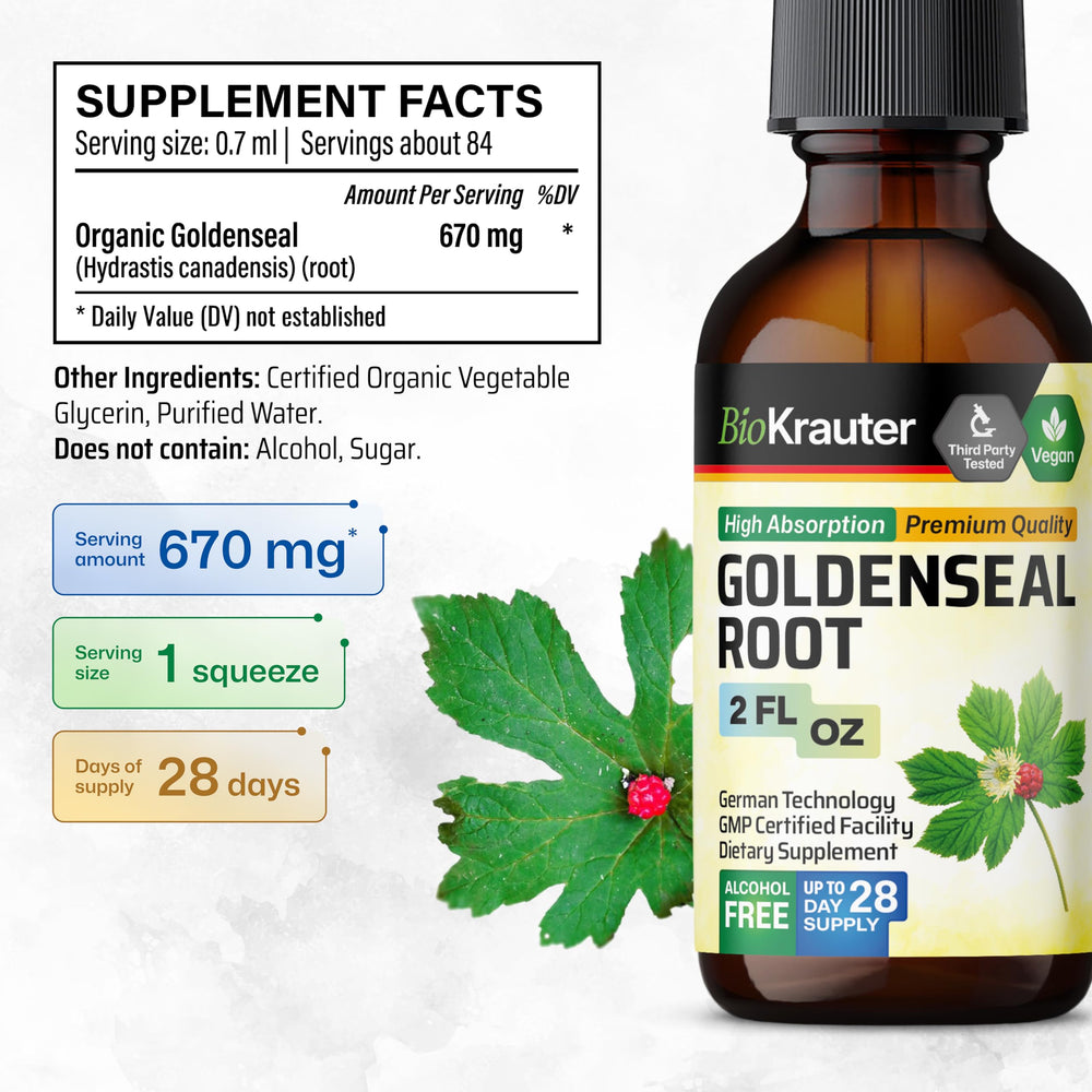 BIO KRAUTER Goldenseal Liquid Drops ready for easy daily use.