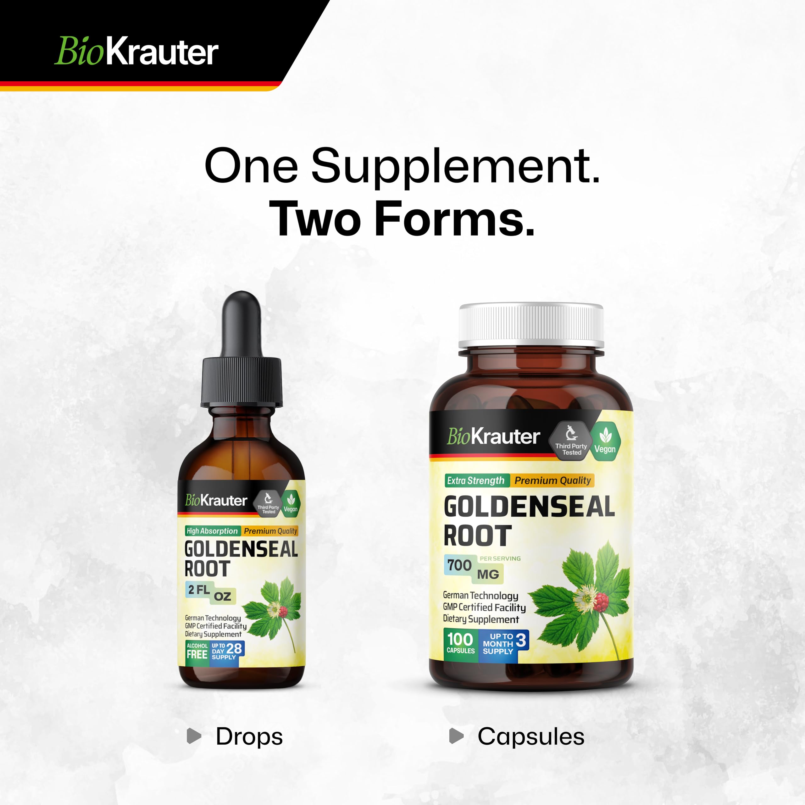 BIO KRAUTER Goldenseal 84 servings packaged for a 28-day supply.