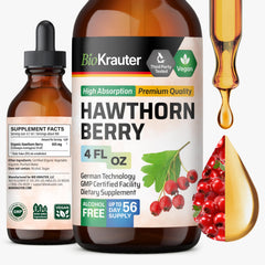 BIO KRAUTER Hawthorn Drops bottle close-up for daily wellness support.