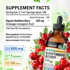 BIO KRAUTER Hawthorn Drops shown with a glass of water for easy mixing.