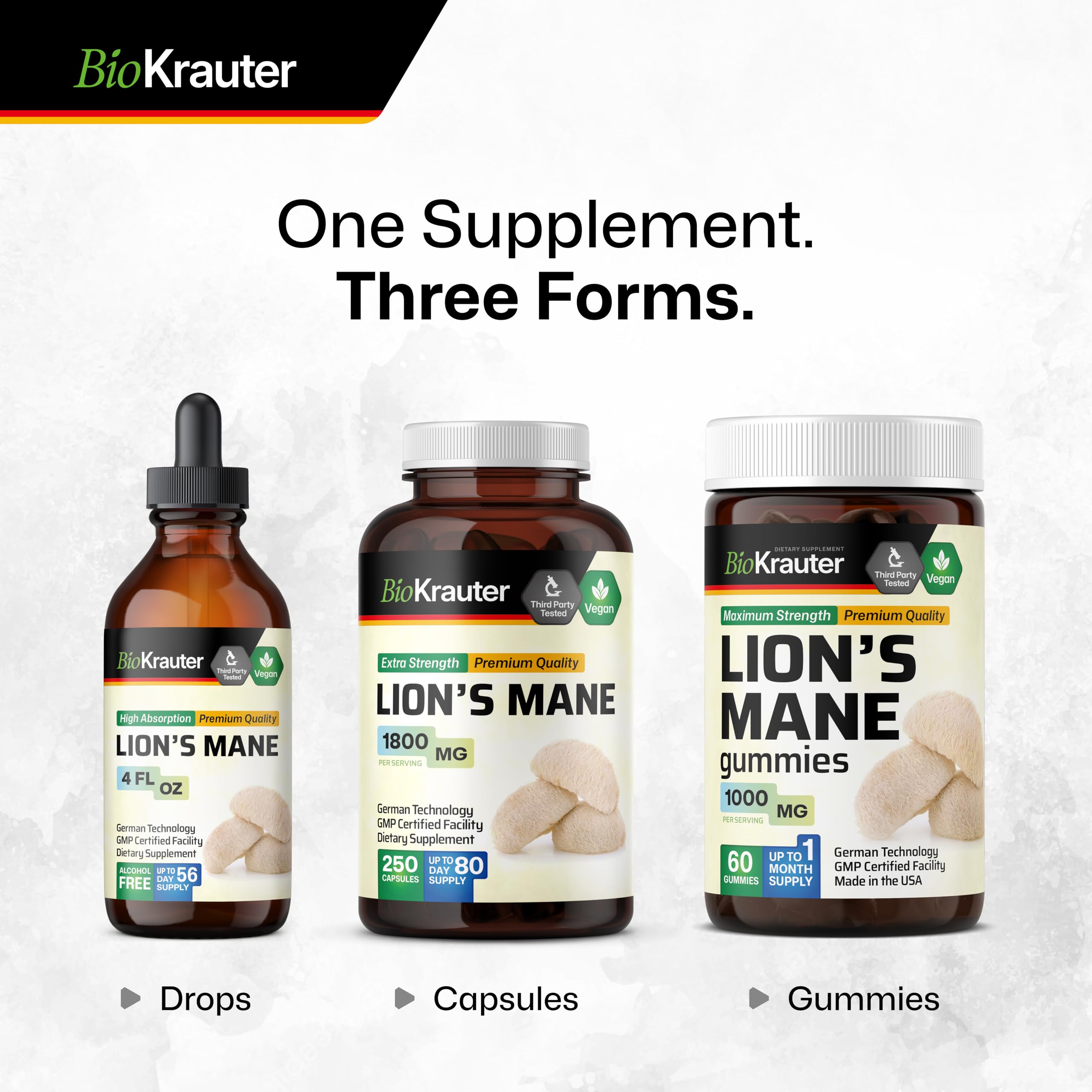 Easy-to-use Lions Mane gummy bottle for everyday use