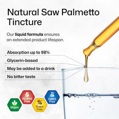 BIO KRAUTER Saw Palmetto bottle being poured into water for easy consumption