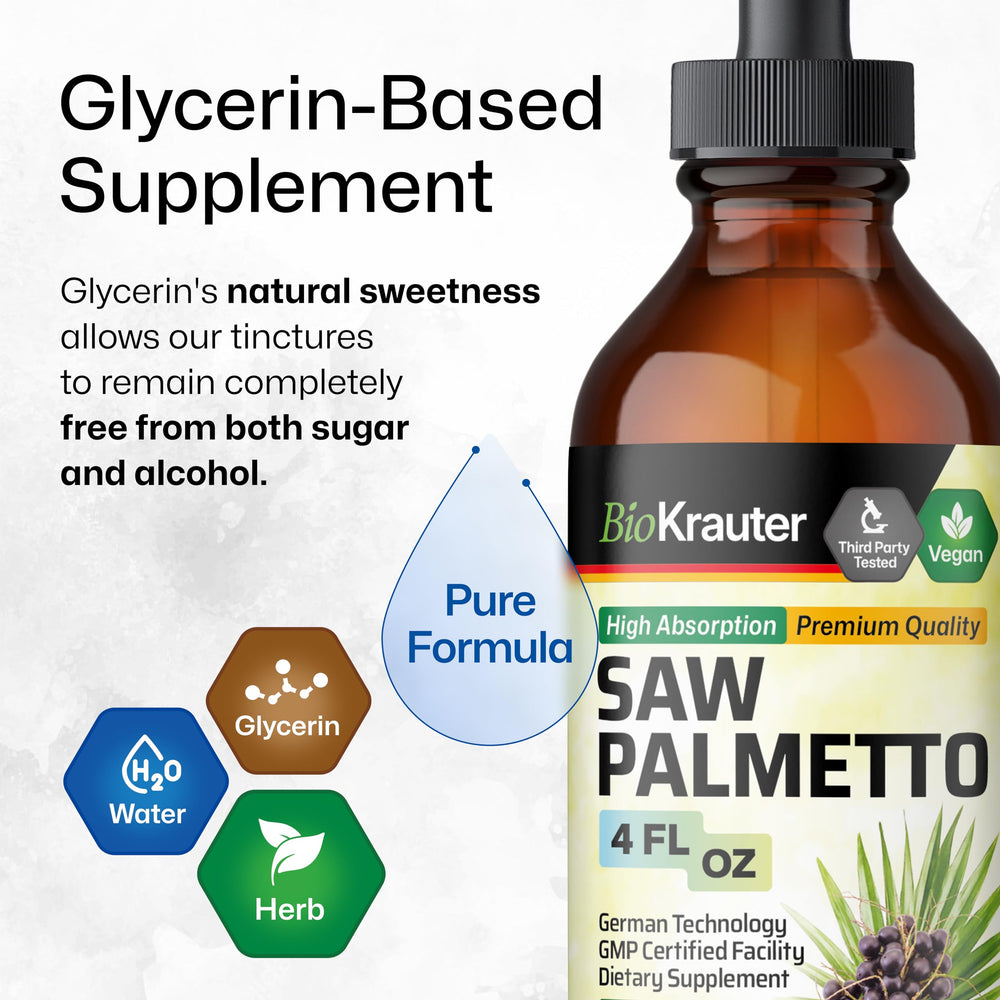 BIO KRAUTER Vegan Saw Palmetto bottle highlighting plant-based wellness