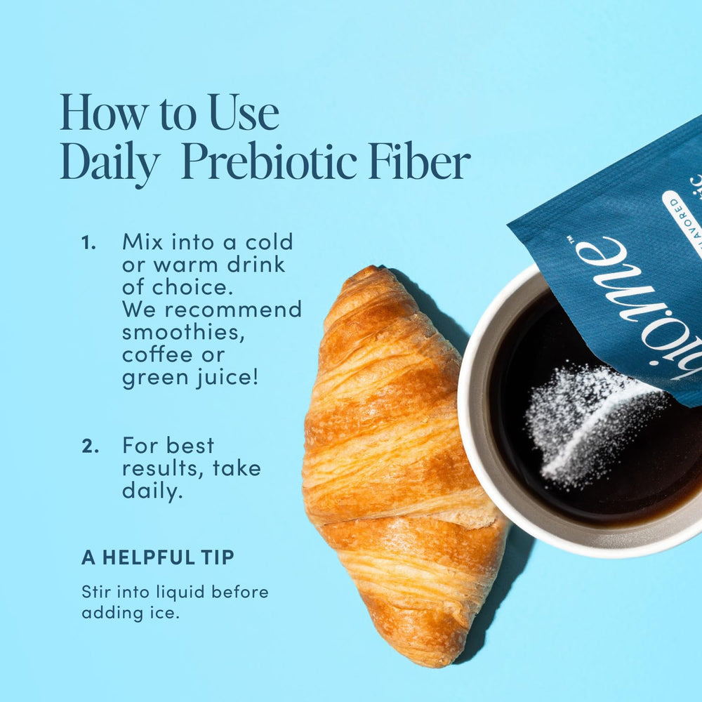 Bio.me travel-doser sachet for convenient daily fiber on the go.