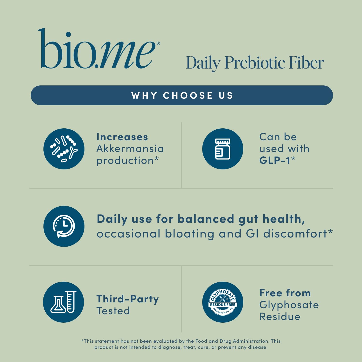 Bio.me Daily Prebiotic Fiber Powder scoop ready to mix into drinks for daily use