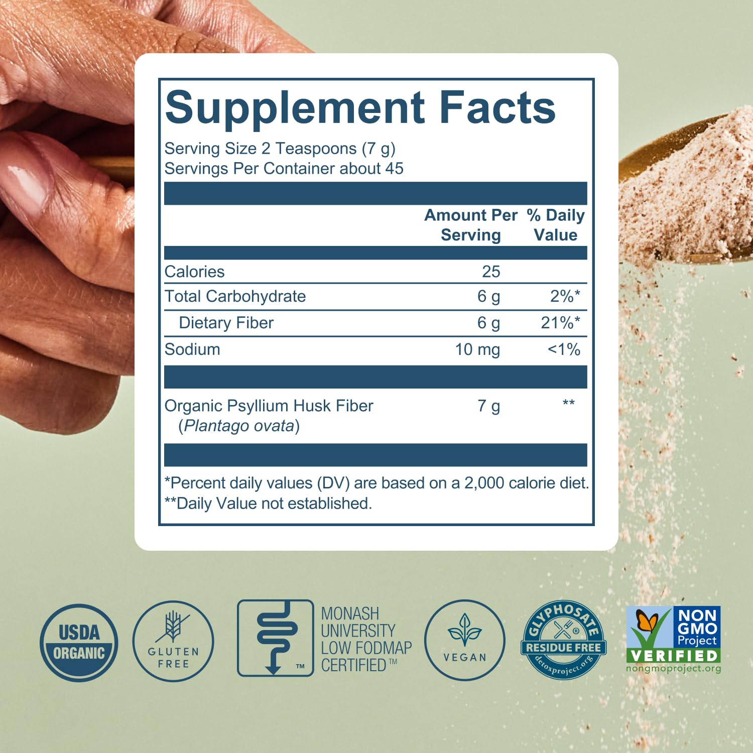 Bio.me psyllium husk fiber label bottle emphasizes organic, clean formulation.