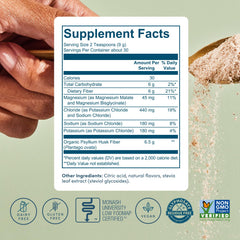 Bio.me Psyllium husk fiber powder bottle label featuring gluten-free and non-GMO attributes