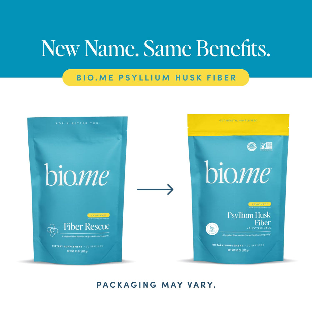 Bio.me Psyllium powder in lemonade sip forming a refreshing daily fiber option
