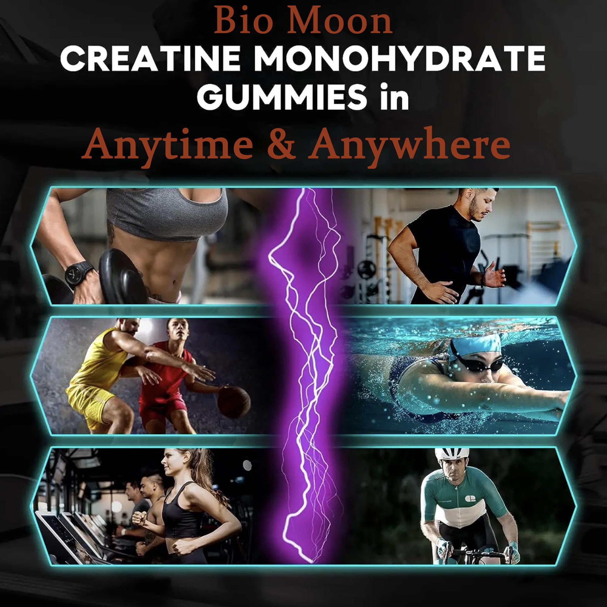 Gummies ready for travel in a gym bag with Bio Moon branding