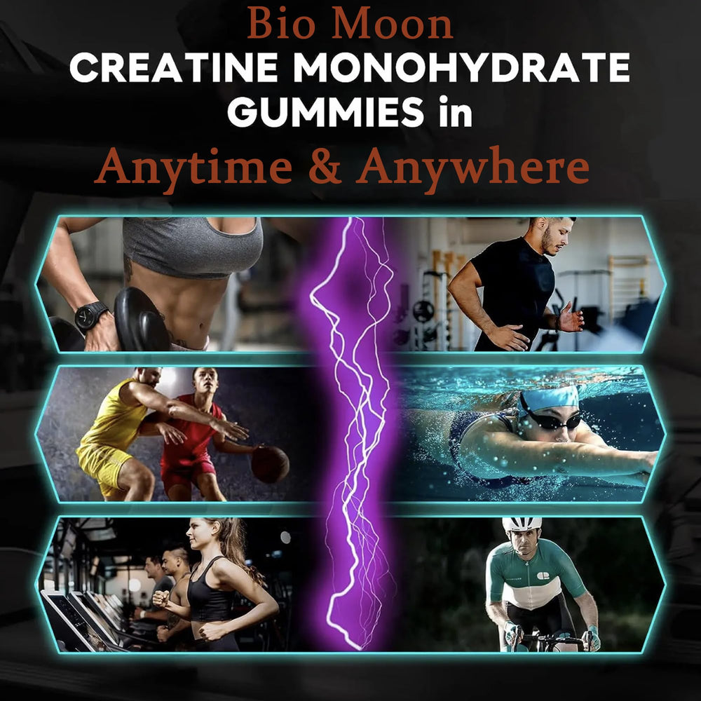 Gummies ready for travel in a gym bag with Bio Moon branding