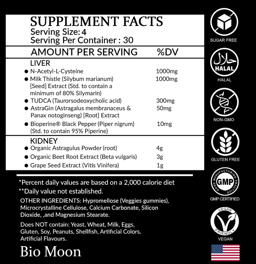 Bio Moon kidney cleanse gummies showcasing plant-based formula for kidney health