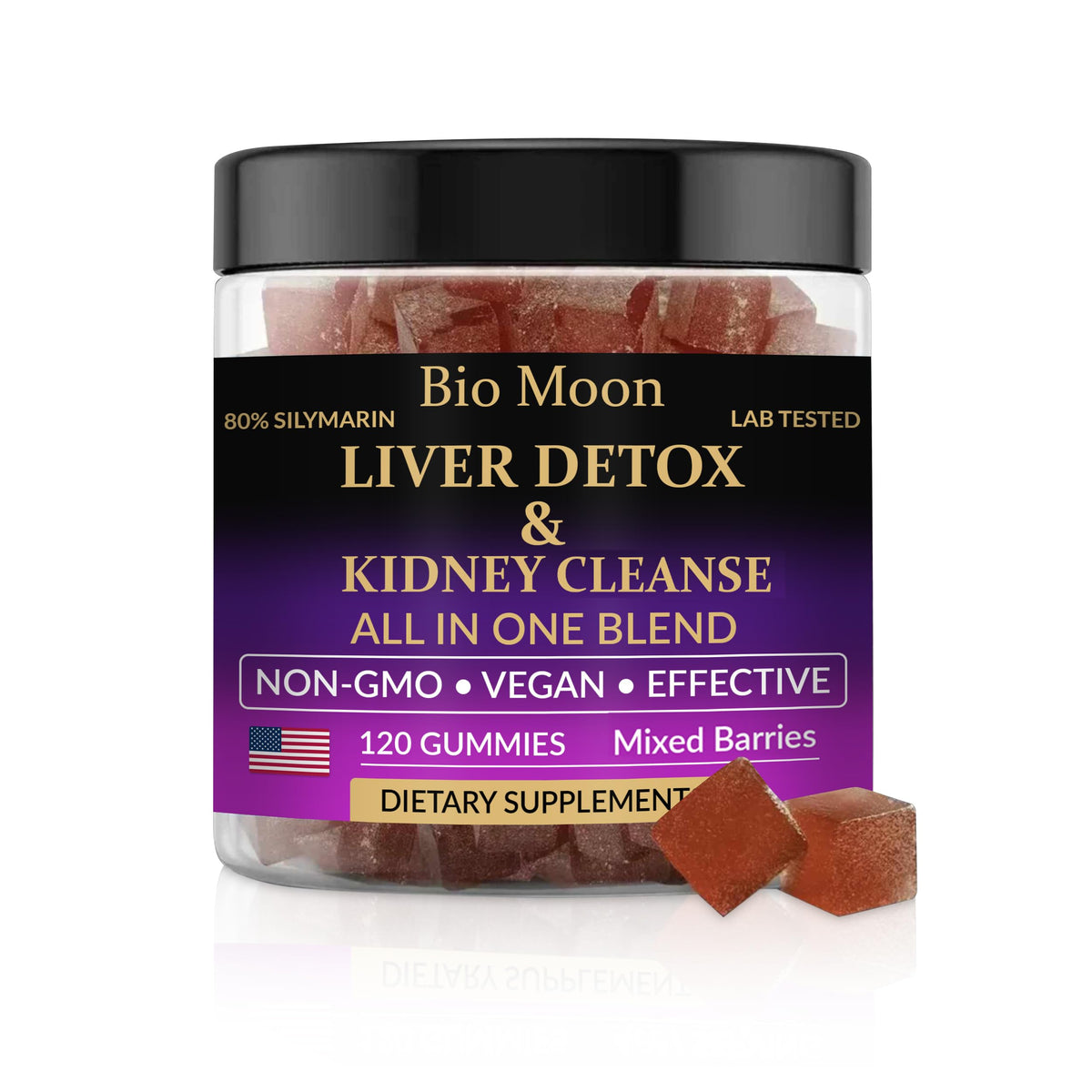 Bio Moon liver detox bottle with mixed berry gummies supports daily detox