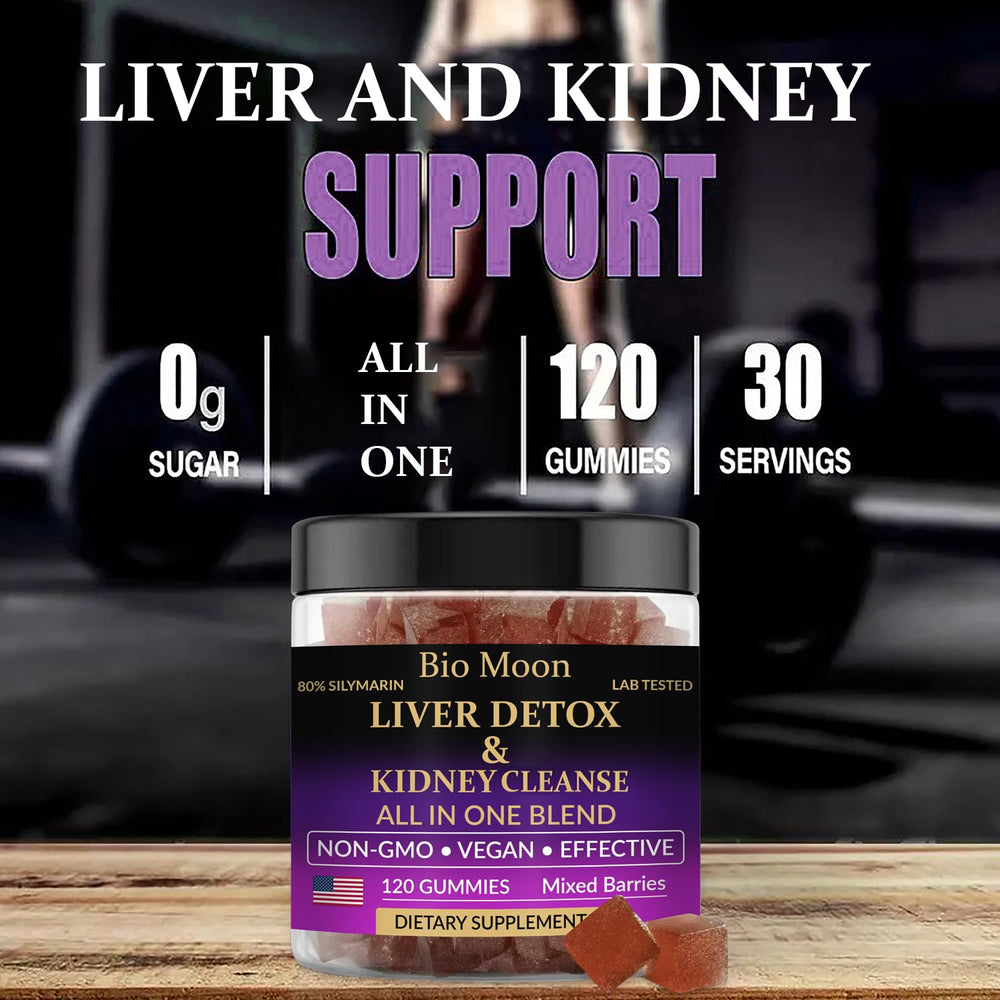Bio Moon milk thistle complex gummy close-up promoting liver support