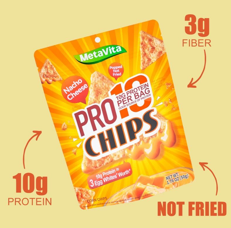BIO NUTRI Pro10 air-popped chips texture closeup for light crunch
