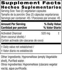 Bio Nutrition Activated Coconut Charcoal pour image showing convenient use for gas relief