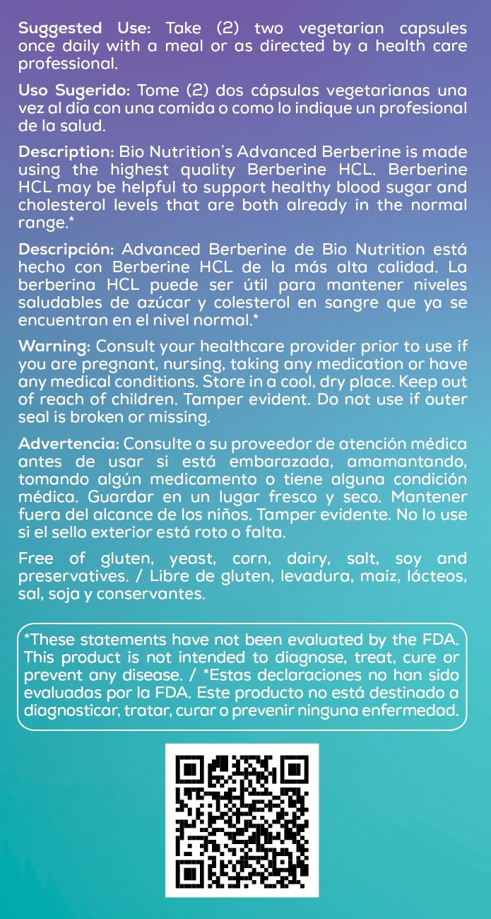 Bio Nutrition Berberine capsules in a clear package on the counter