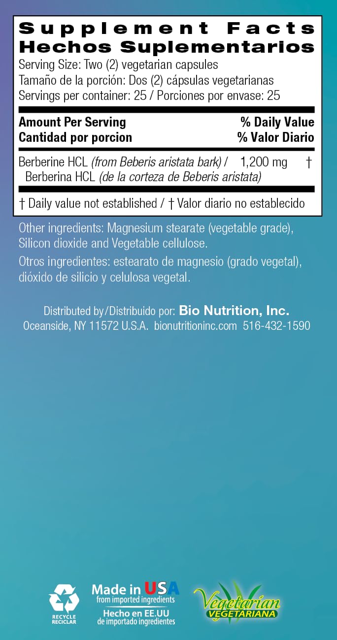 Bio Nutrition Berberine ingredient panel displayed