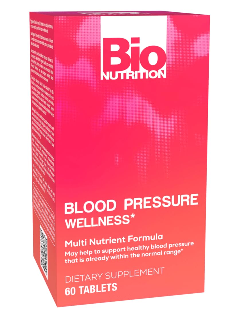 Bio Nutrition Blood Pressure Wellness Tabs bottle displayed for daily support.