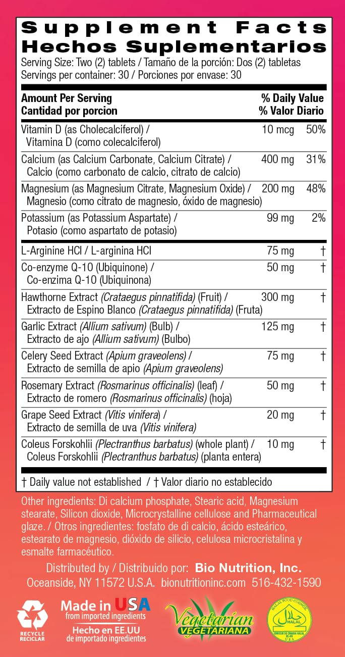 Bio Nutrition Blood Pressure Wellness Tabs cap close-up on secure packaging.