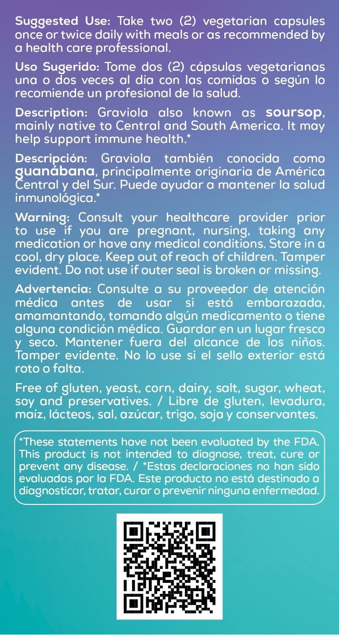 Bio Nutrition Graviola packaging box shown with clear product details