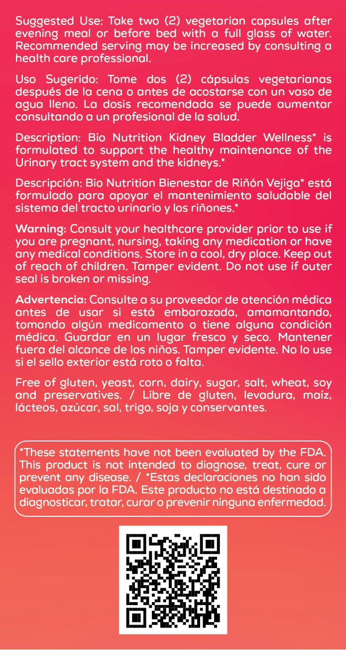 Bio Nutrition Kidney Bladder Wellness capsules on desk for daily urinary support.