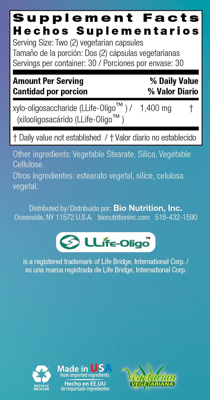 Bio Nutrition Life Oligo XOS capsules with glass of water for easy daily routine.
