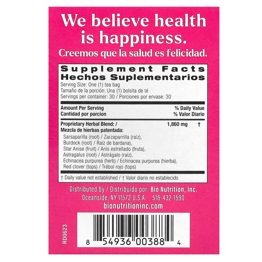 Bio Nutrition Lymph Support Tea brewing cup, soothing aroma and relaxing ritual.