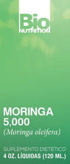 Bio Nutrition Moringa Liquid label shows product identity and form.