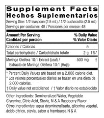 Pour Bio Nutrition Moringa Liquid into a glass for convenient mixing.