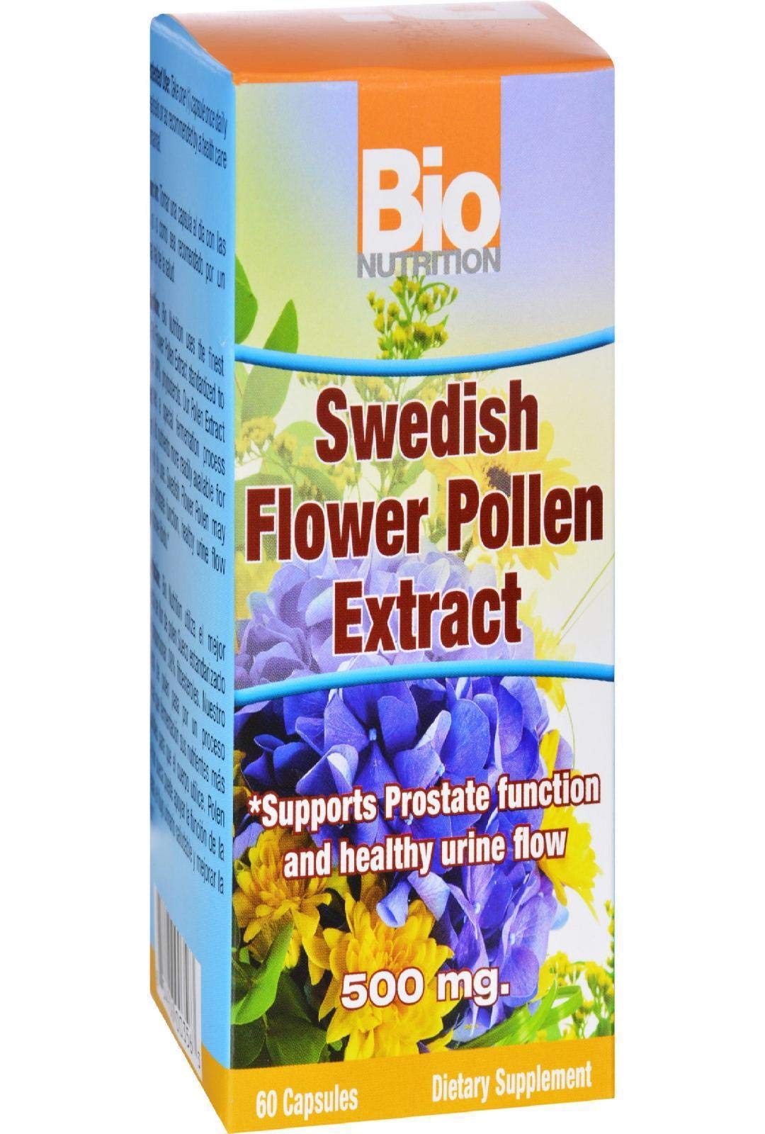 Bio Nutrition Swedish Flower Pollen Extract bottle on shelf, may support urinary wellness