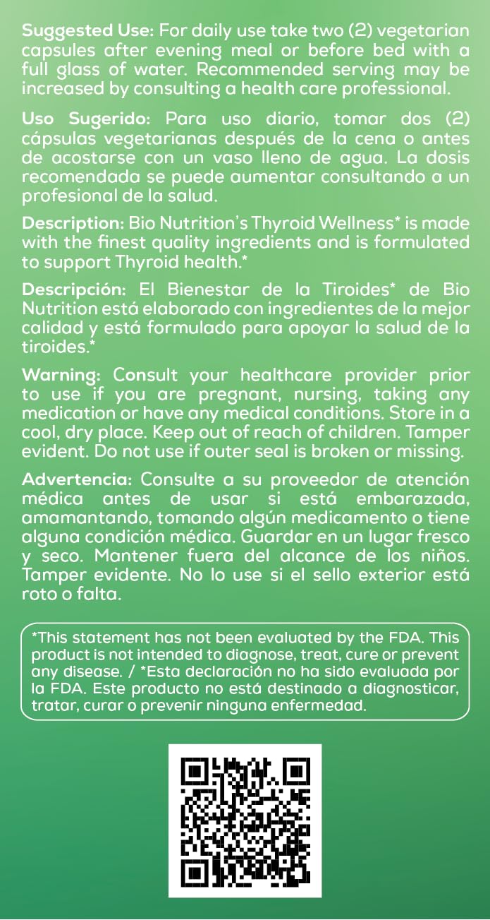 Bio Nutrition Thyroid Wellness bottle features ashwagandha as an adaptogenic ingredient.