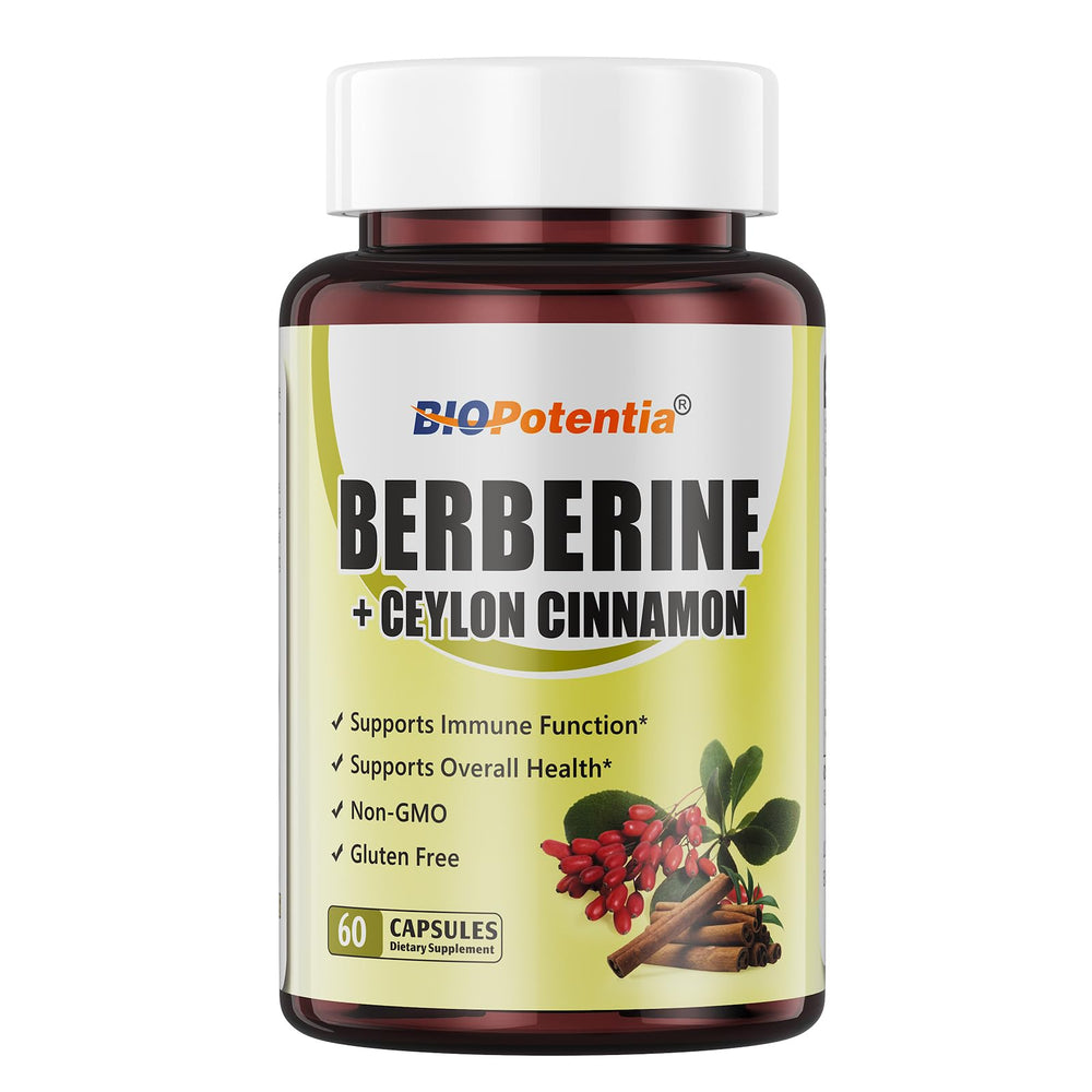 BIO POTENTIA Berberine 500mg capsules close-up, highlighting potency for daily balance.