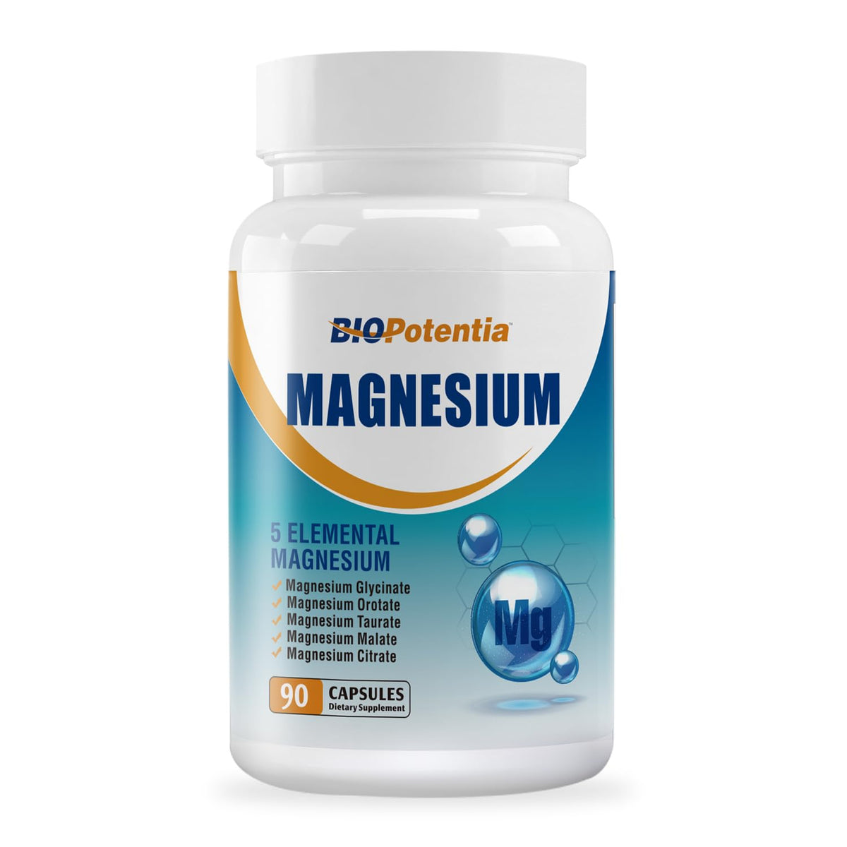 BIO POTENTIA Magnesium capsules bottle front for daily vegan supplementation.