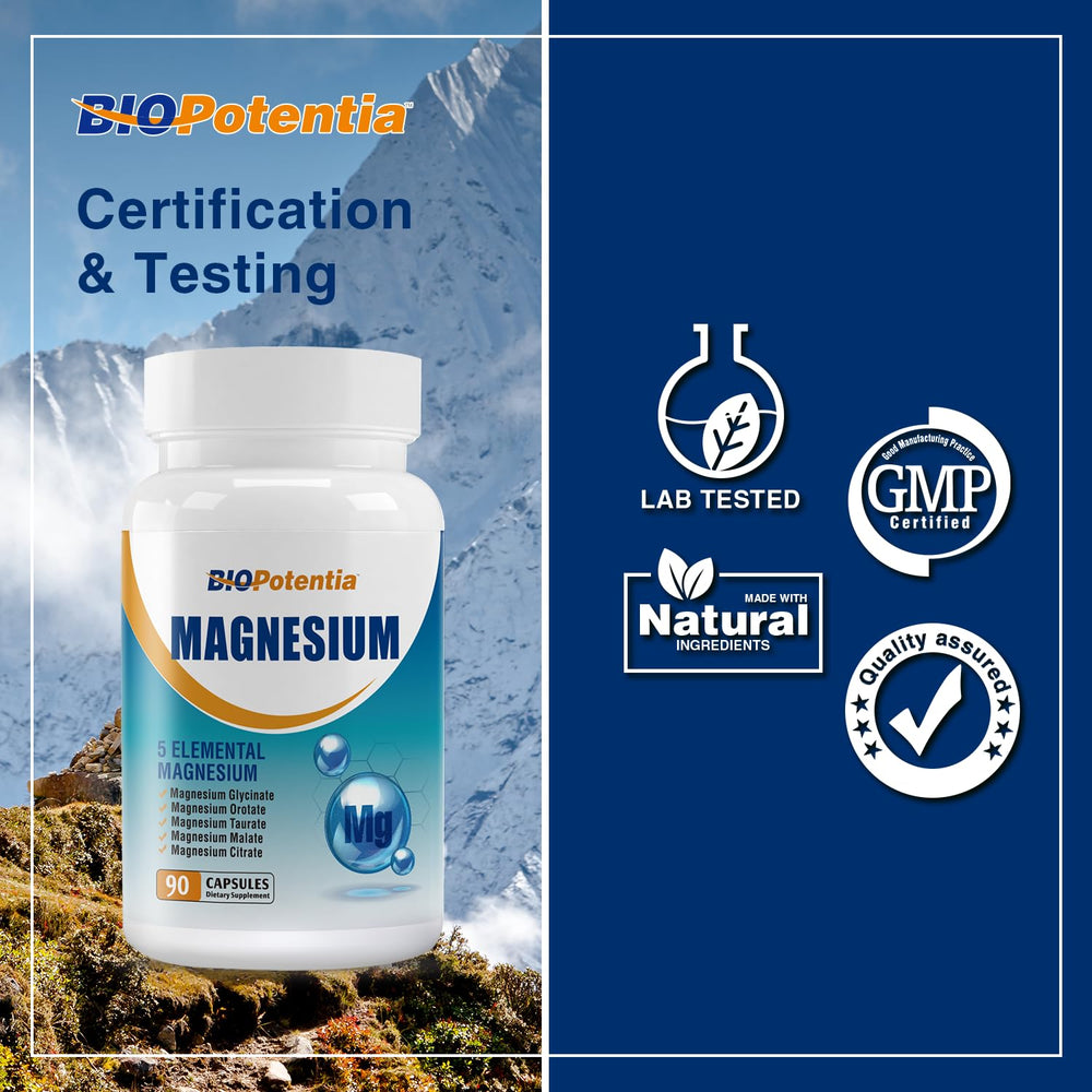 BIO POTENTIA Magnesium capsules with B6 for calmer evenings.