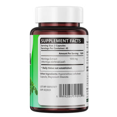 BIO POTENTIA Moringa capsules being poured into a glass for daily use