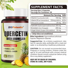 BIO POTENTIA Quercetin with Bromelain bottle front showing daily wellness focus