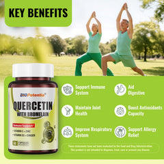 BIO POTENTIA Quercetin with Bromelain capsules inside bottle for easy daily intake