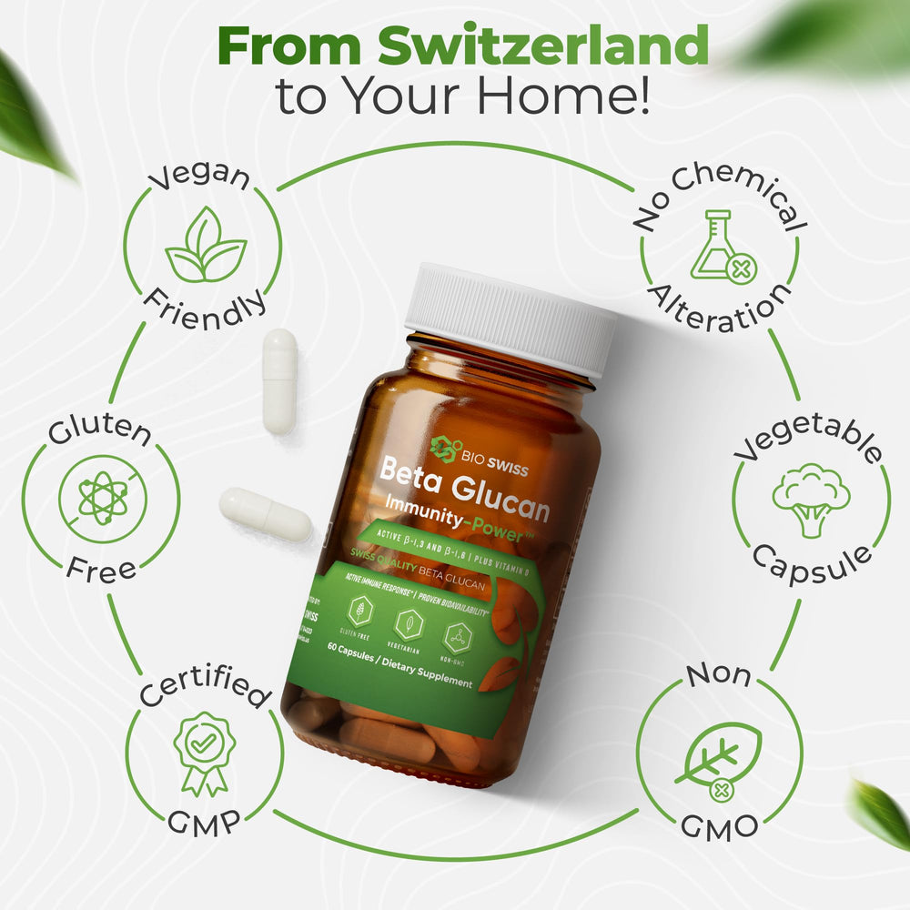 Bio Schwiiz Beta Glucan with Vitamin D ingredient supports immune wellness
