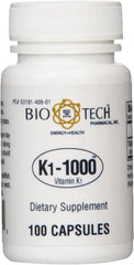 BioTechUSA K1-1000 bottle front with a clear dosage label for daily use.