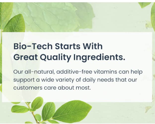 BioTechUSA K1-1000 bottle with greens illustrating natural vitamin sources.