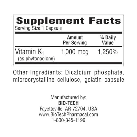 BioTechUSA K1-1000 capsules shown in bottle for daily supplementation.