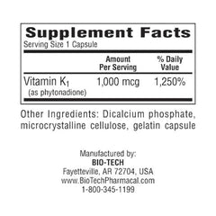 BioTechUSA K1-1000 capsules shown in bottle for daily supplementation.