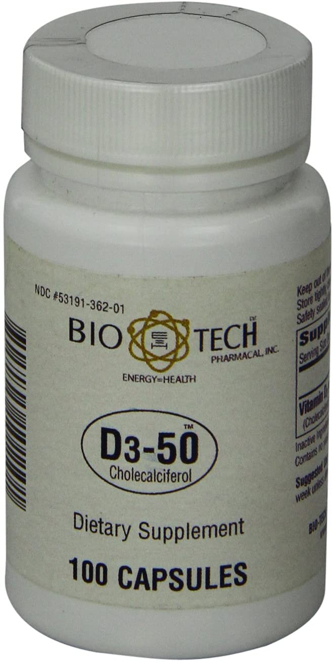 Bio-Tech Pharmacal D3-50 pack-front illustrating convenient weekly dosing