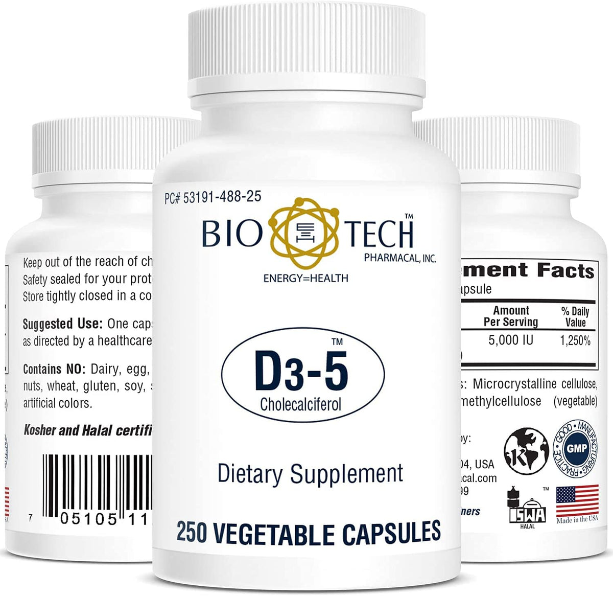 Bio-Tech Pharmacal Vitamin D3 bottle, ideal for daily bone and immune support.